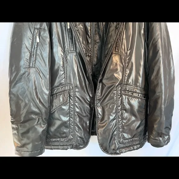 Tallia Mens Size L Black Jacket Coat w/ Zipper 5 Snap & Detachable Collar - Picture 11 of 14